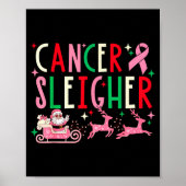 Poster Breast Cancer Christmas Nk Ribbon Santa Sleigh Rei (Devant)