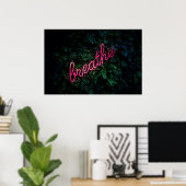 POSTER "BREATHE" ROSE NEON LIGHT SIGN (Bureau à domicile)