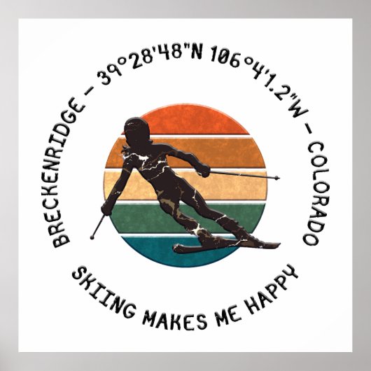 Poster Breckenridge, Colorado - Skieuse, Texte noir (Devant)