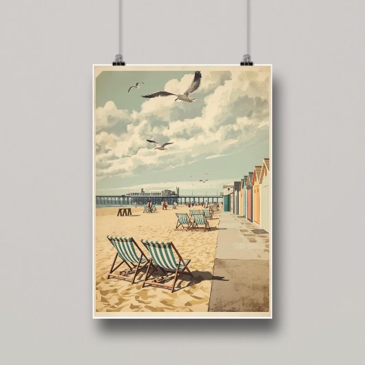 Poster Breezy Days in Brighton – British Seaside Coastal 
