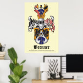 Poster Brenner Family Crest 24x36 (Thuiskantoor)