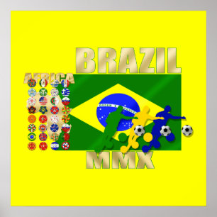 Poster Brésil 32 Pays Qualification 2010 cadeaux de footb
