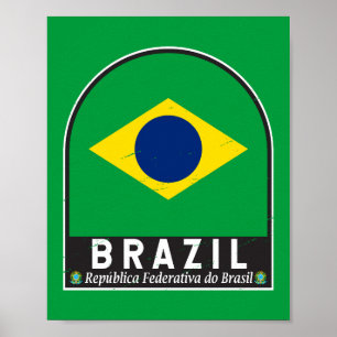 Poster Brésil Distresse Vintage