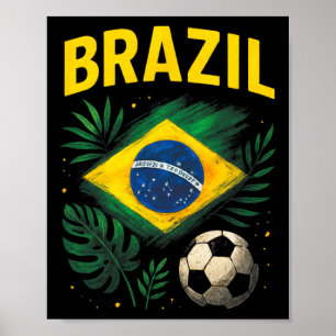 Poster Brésil Drapeau Brésilien Brasil Football Footbyll
