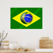 Poster Brésil : drapeau brésilien de football de Brasil F (Cuisine)