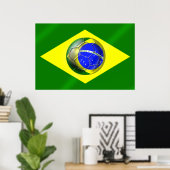 Poster Brésil : drapeau brésilien de football de Brasil F (Bureau à domicile)