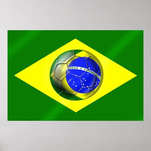 Poster Brésil : drapeau brésilien de football de Brasil F (Devant)