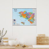 Poster Bretagne, carte administrative 2020 (en breton) (Cuisine)