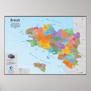 Poster Bretagne, carte administrative 2020 (en breton)