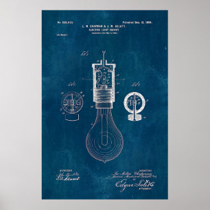 Poster Brevet à bulle à lumière Blueprint