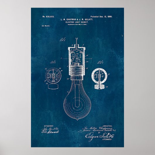 Poster Brevet à bulle à lumière Blueprint (Devant)
