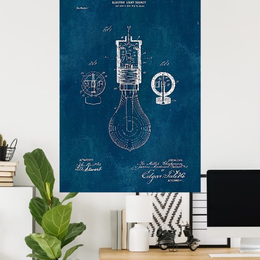 Poster Brevet à bulle à lumière Blueprint (Bureau à domicile)