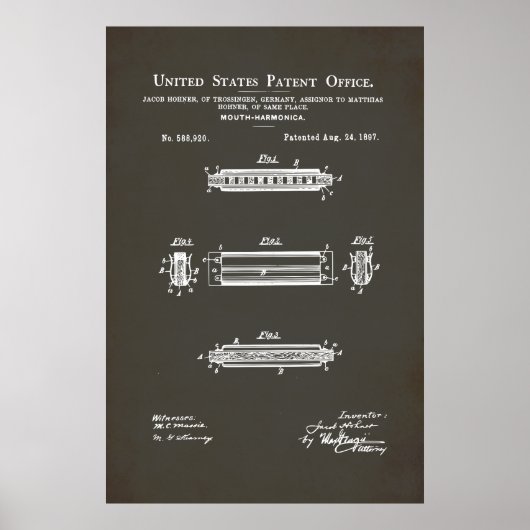 Poster Brevet américain - Harmonica (Devant)