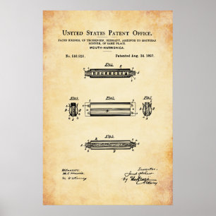 Poster Brevet américain - Harmonica