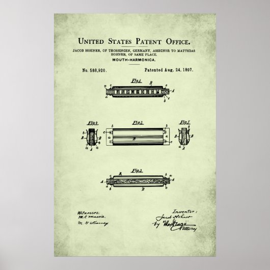 Poster Brevet américain - Harmonica (Devant)
