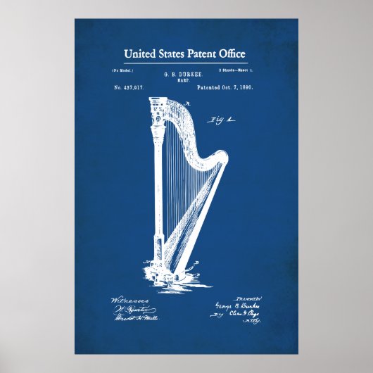 Poster Brevet américain - Harpe (Devant)