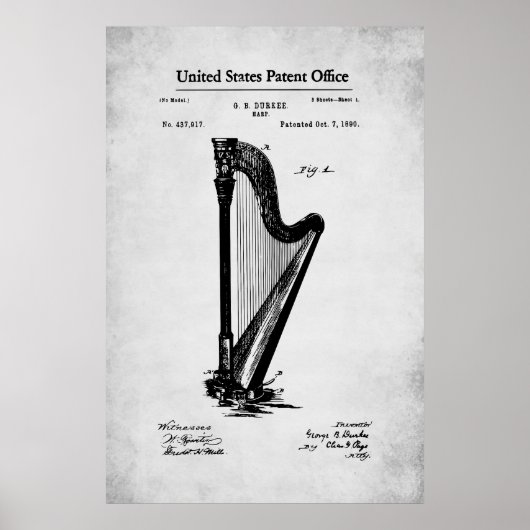 Poster Brevet américain - Harpe (Devant)
