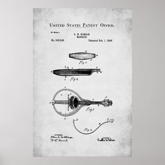 Poster Brevet américain - Mandoline (Devant)