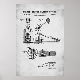 Poster Brevet américain - Pédale de grosse caisse