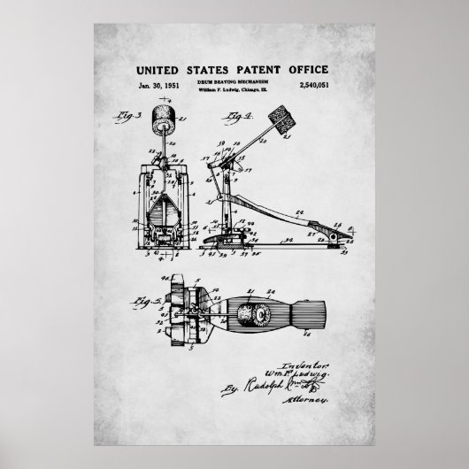 Poster Brevet américain - Pédale de grosse caisse (Devant)
