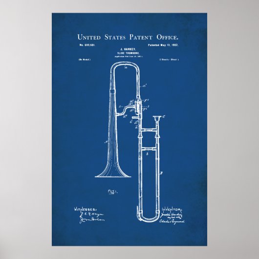 Poster Brevet américain - Trombone (Devant)