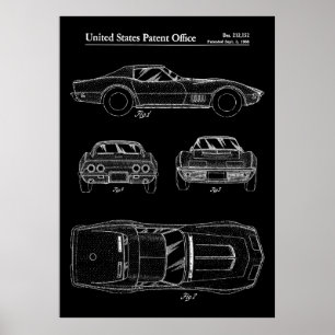 Poster Brevet Corvette Stingray 1968