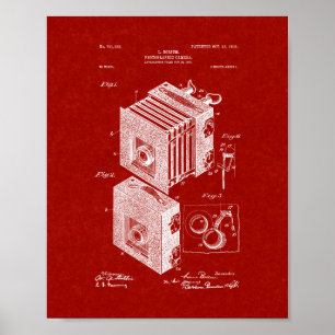 Poster Brevet d'appareil-photo photographique - rouge de