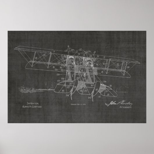 Poster Brevet d'Art Biplane 1919 Imprimer (Devant)