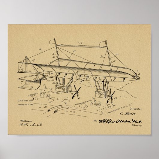 Poster Brevet d'art d'avion de guerre de 1919 Imprimer (Devant)