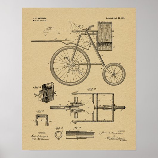 Poster Brevet d'art de 1899 pour bicyclette militaire Imp (Devant)