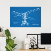 Poster Brevet d'art de la machine volante d'hélicoptère 1 (Bureau à domicile)