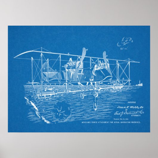 Poster Brevet d'avion Biplane de guerre 1919 Imprimer (Devant)