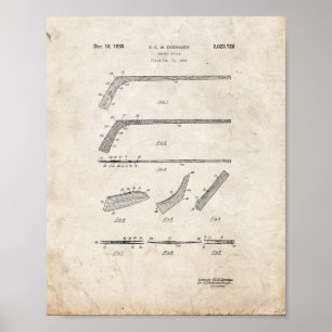 Poster Brevet de bâton de hockey - vieux regard