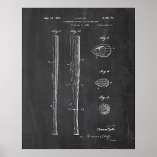 Poster Brevet de batte de baseball