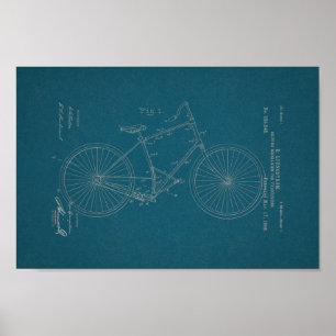 Poster Brevet de bicyclette Vintage 1896 Imprimer Plan di