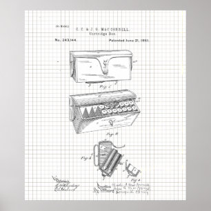 Poster Brevet de boîte à cartouche d'ammo vintage de 1881