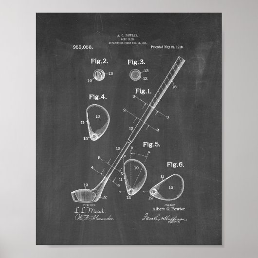 Poster Brevet de club de golf - Chalkboard (Devant)
