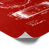 Poster Brevet de construction Banjo - Rouge Bourgogne (Coin)