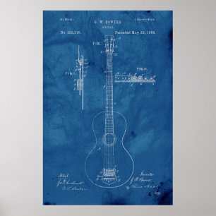 Poster Brevet de guitare de modèle