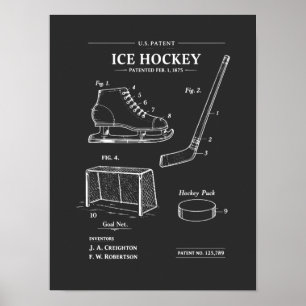Poster Brevet de hockey sur glace blueprint