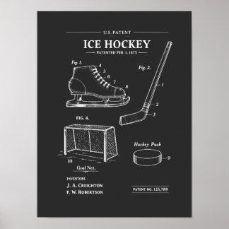 Poster Brevet de hockey sur glace blueprint