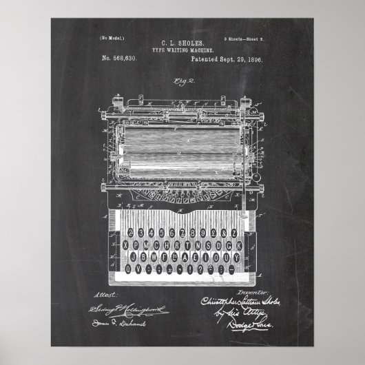 Poster Brevet de machine à écrire (Devant)