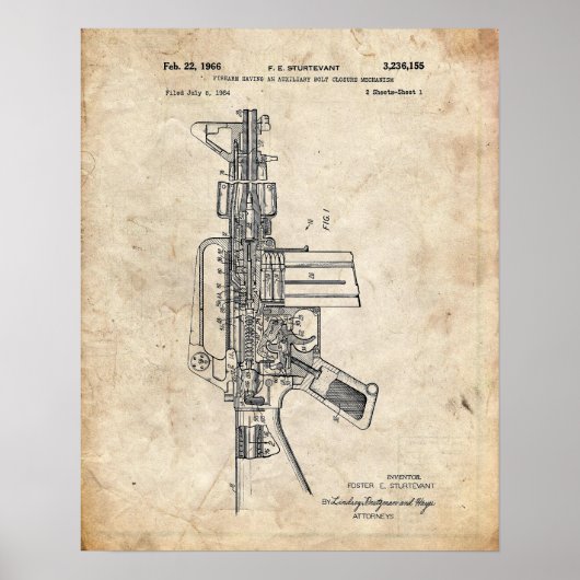 Poster Brevet de pistolet Ar-15 Gun (Devant)