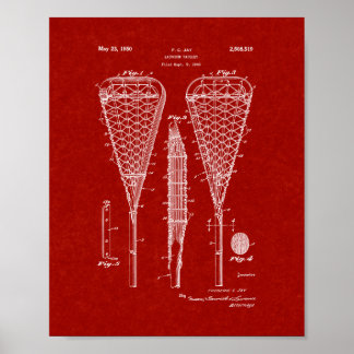 Poster Brevet de raquette de crosse - Rouge Bourgogne