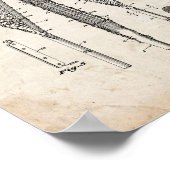 Poster Brevet de raquette de crosse - Vieux look (Coin)