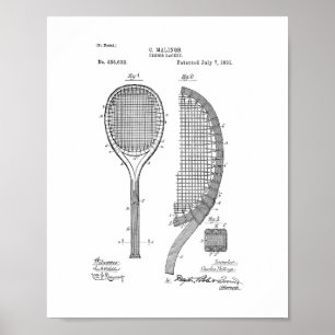 Poster Brevet de raquette de tennis
