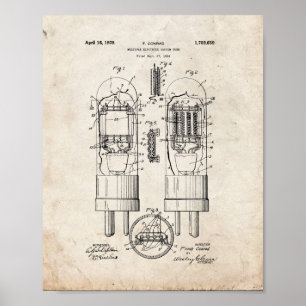 Poster Brevet de tube à vide à électrodes multiples - Vie
