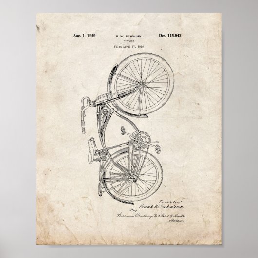 Poster Brevet de vélo Schwinn - Vieux look (Devant)