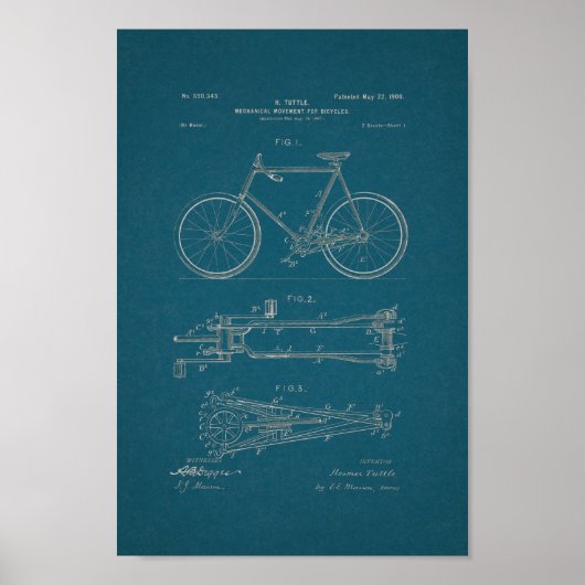 Poster Brevet de vélo Vintage 1900 Imprimer Plan directeu (Devant)