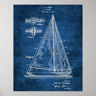 Poster Brevet de voilier de Décor Nautique Marine No 5